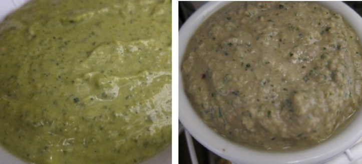 pea puree and tuna tapenade