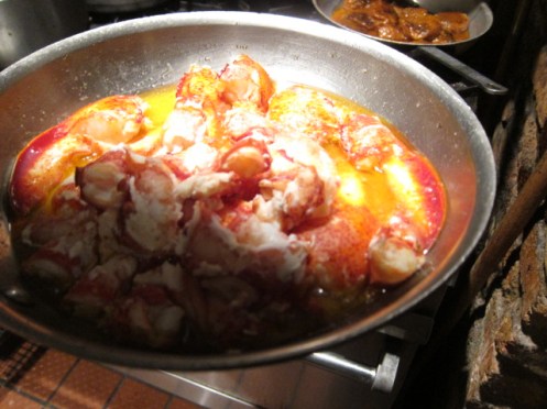 Lobster poaching in butter