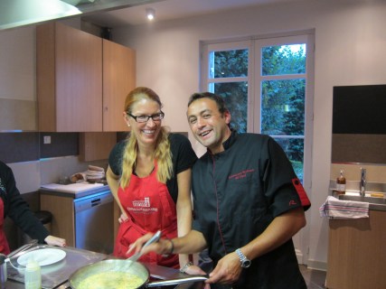 Making scrambled eggs with Chef Bertrand Auduberteau