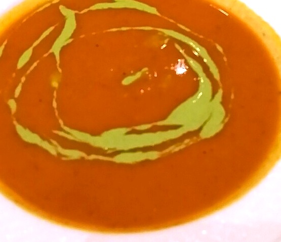 Smoked Carrot Soup with Cilantro Creme Fraiche from Chef Chad Houser of Cafe Momentum